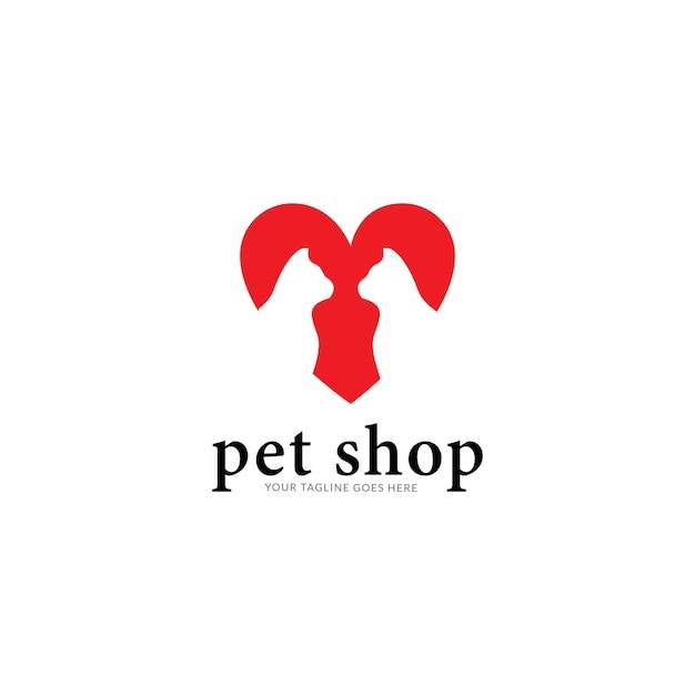爱心小猫小狗宠物动物医院宠物店标志logo
