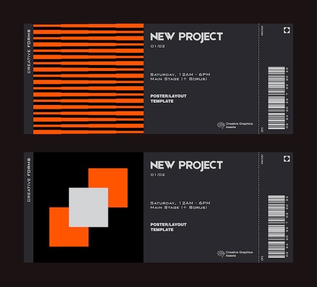 抽象几何图形票据门票模板