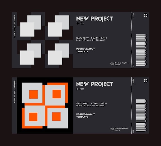 抽象几何图形票据门票模板