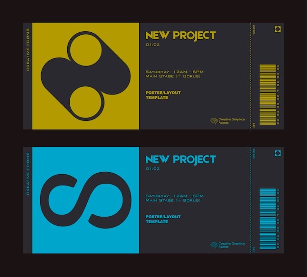 抽象几何图形票据门票模板