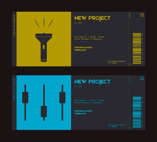 抽象几何图形票据门票模板