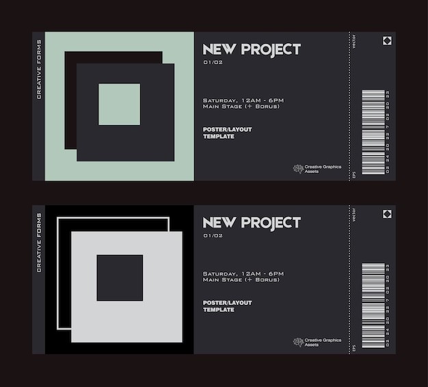 抽象几何图形票据门票模板