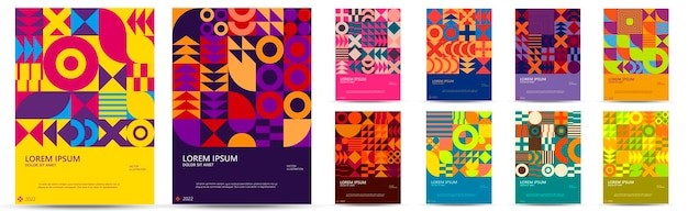 抽象几何海报包豪斯几何背景模板