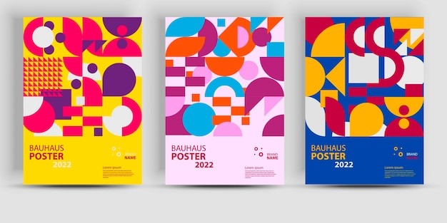 抽象几何海报包豪斯几何背景模板