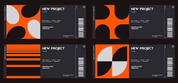 抽象几何图形票据门票模板