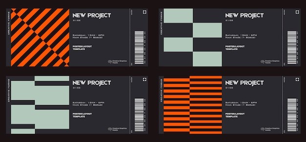 抽象几何图形票据门票模板