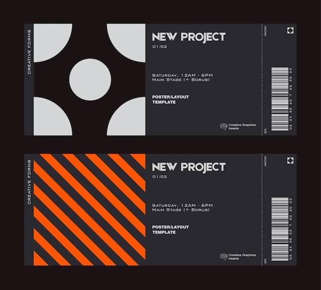 抽象几何图形票据门票模板