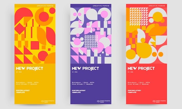 抽象几何海报包豪斯几何背景易拉宝模板