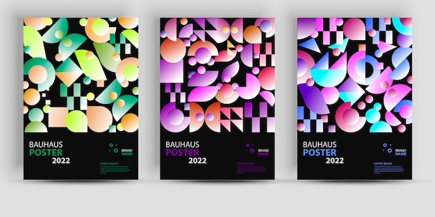 抽象几何海报包豪斯几何背景票据门票模板