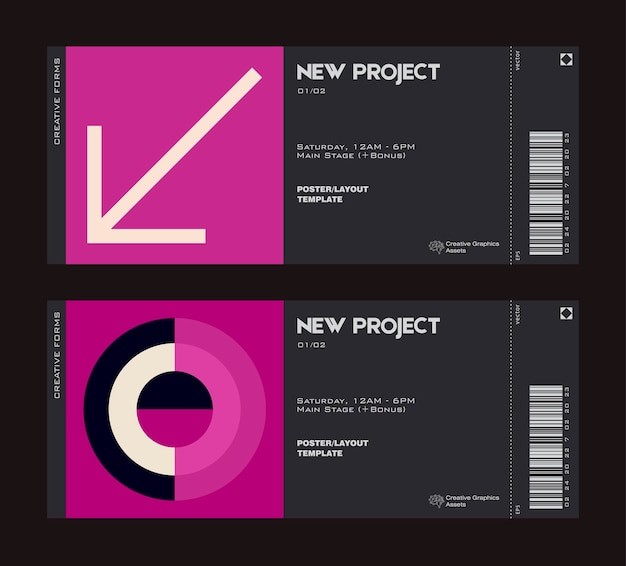 抽象几何图形票据门票模板