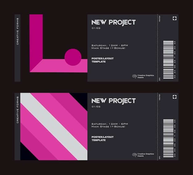 抽象几何图形票据门票模板