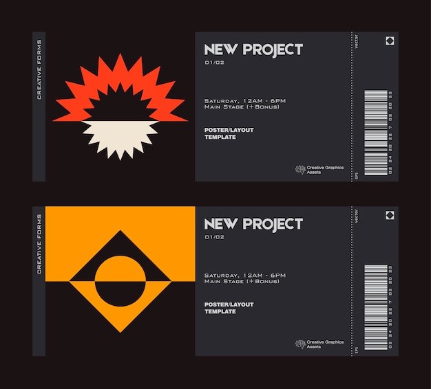 抽象几何图形票据门票模板