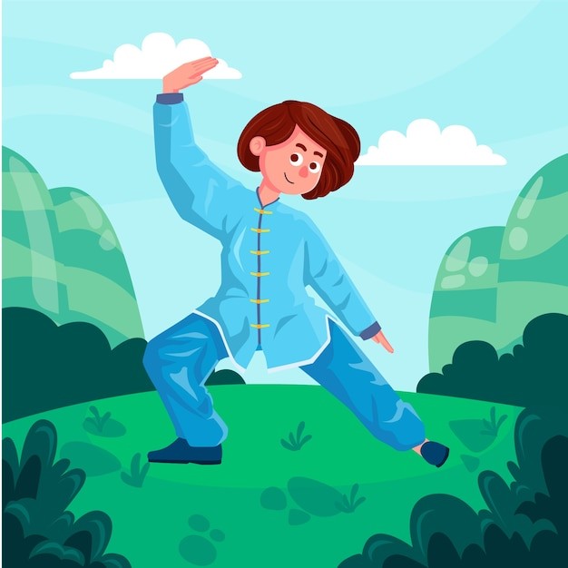 打太极拳的人插画