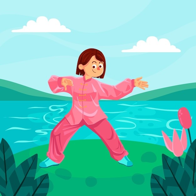 打太极拳的人插画