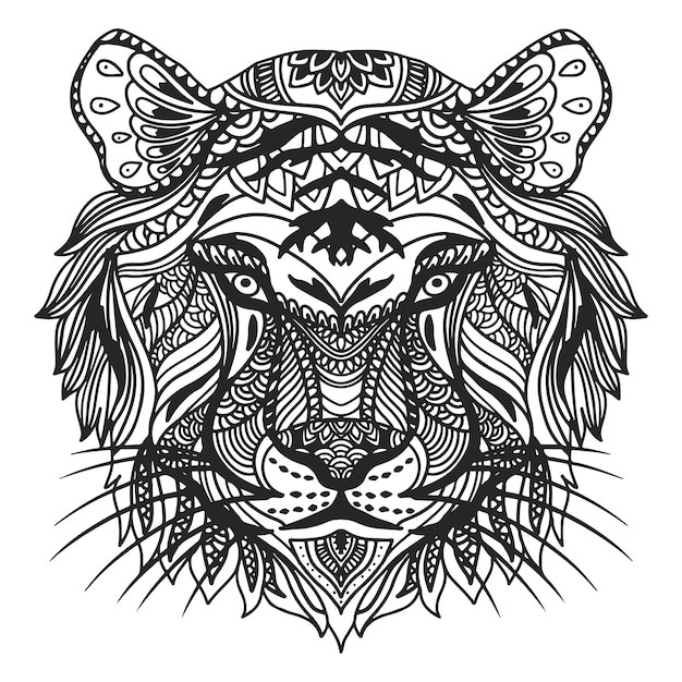 曼陀罗动物老虎插画