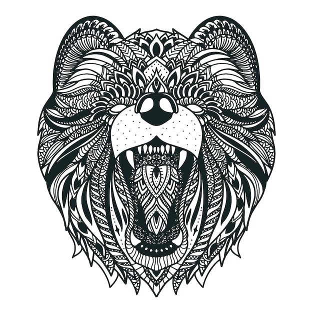 曼陀罗动物熊插画