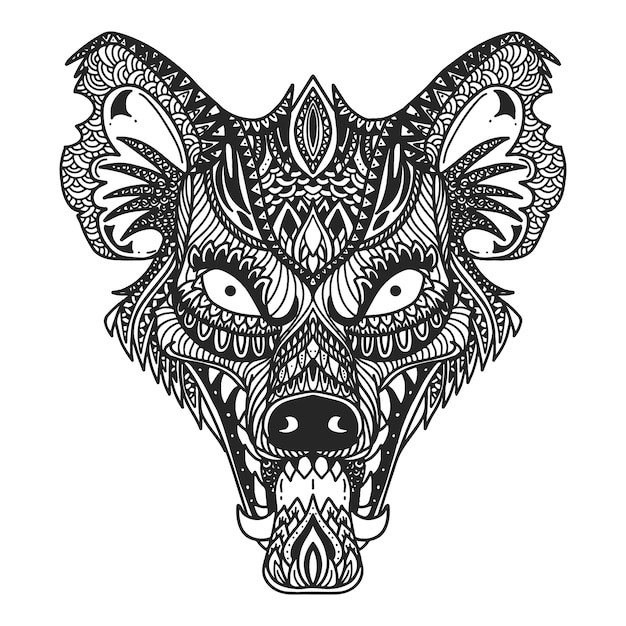 曼陀罗动物鬣狗插画