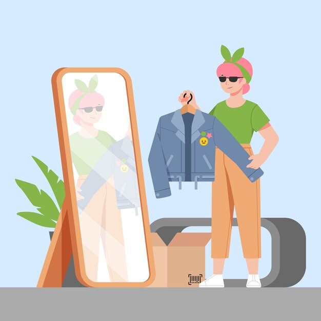 旧货二手服装销售插画