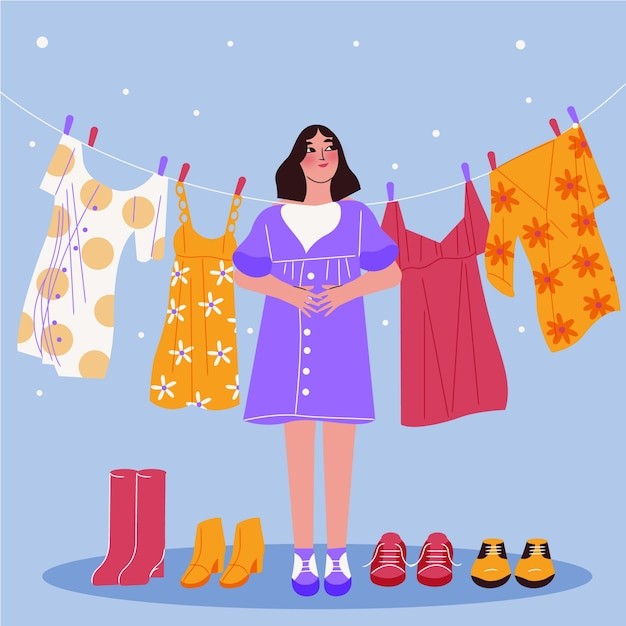 旧货二手服装销售插画