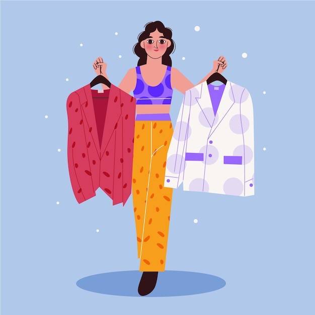 旧货二手服装销售插画