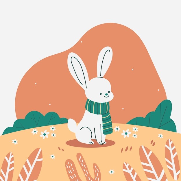 冬天的小兔子插画