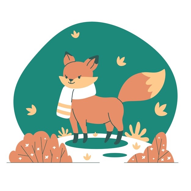 冬天的狐狸插画