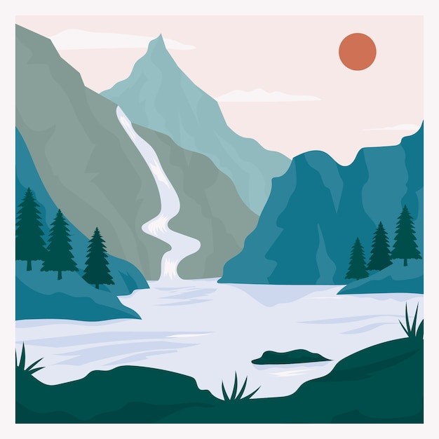 无框画风景插画