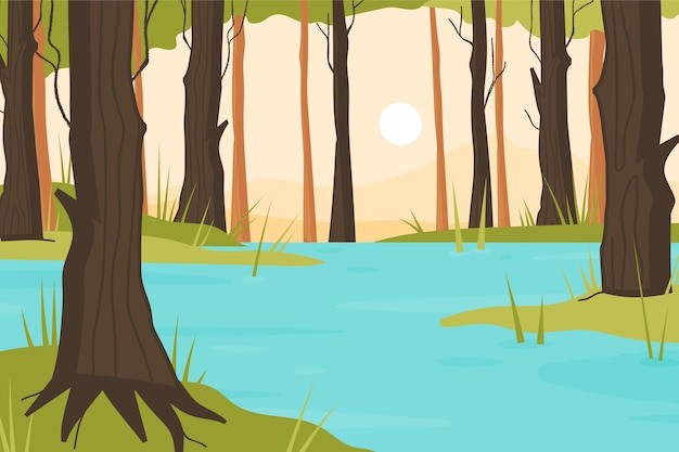 世界湿地日插画