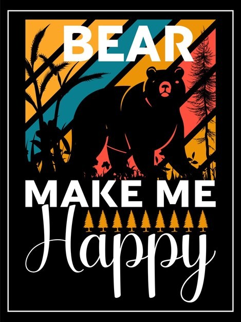 熊T恤印花图案插画模板