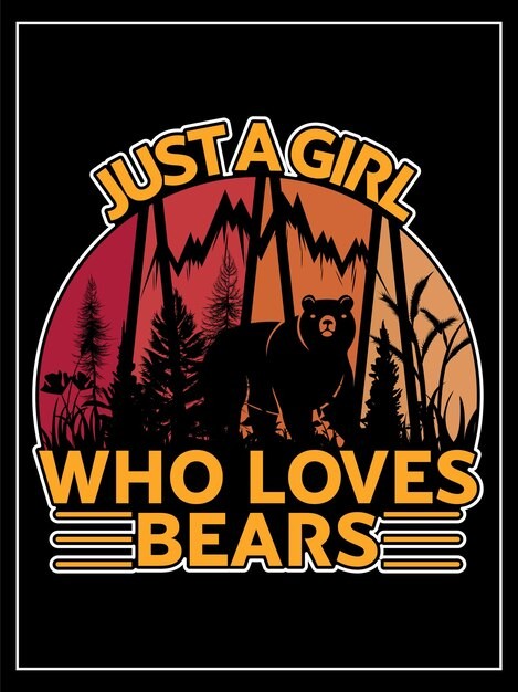 熊T恤印花图案插画模板