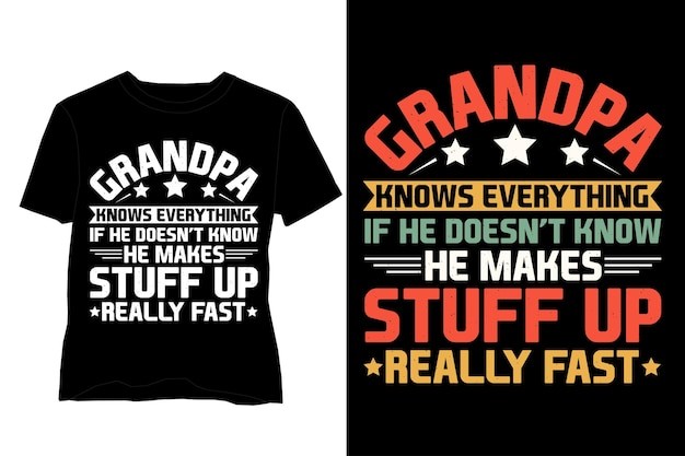 爷爷无所不知T恤图案印花模板