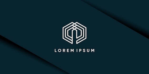 线条六边形标志logo