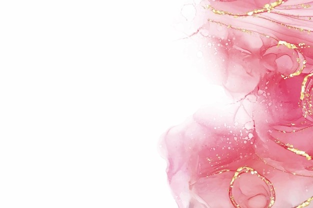 粉色水彩大理石金色纹理背景
