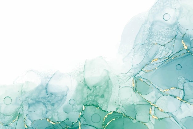 绿色水彩大理石金色纹理背景