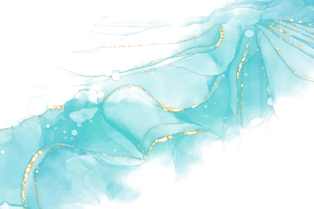 蓝色水彩大理石金色纹理背景