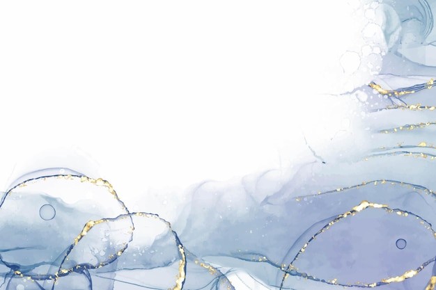 蓝色水彩大理石金色纹理背景