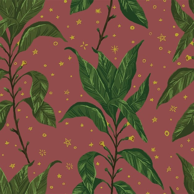 植物叶子无缝花纹图案