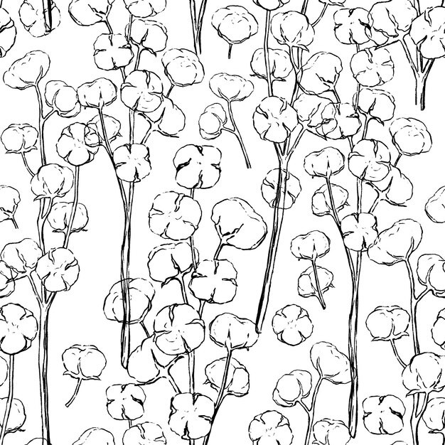 棉花无缝花纹平铺图案