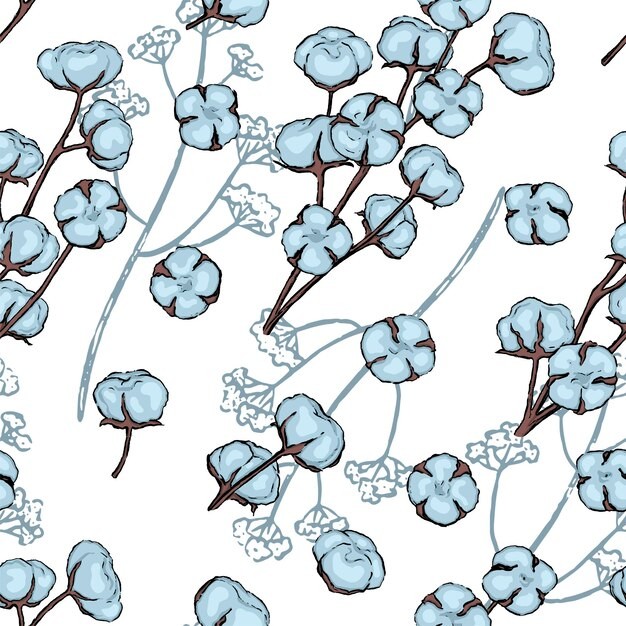 棉花无缝花纹平铺图案