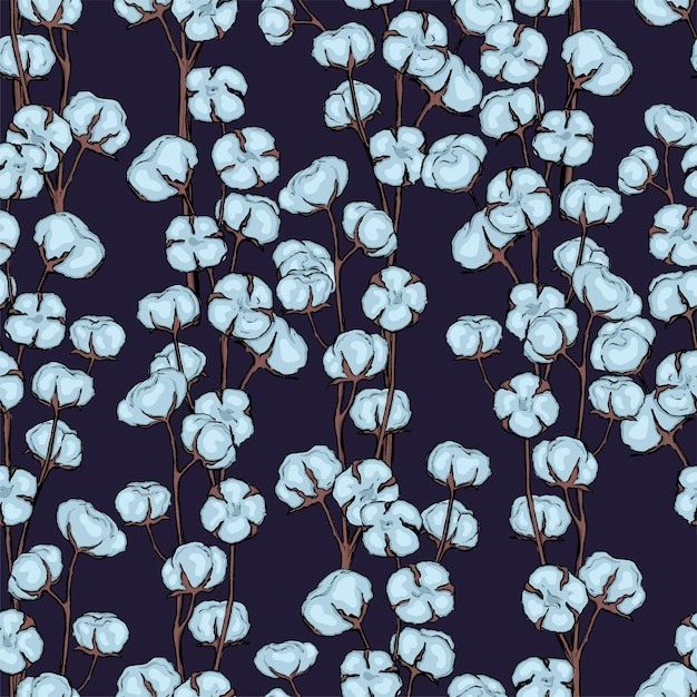 棉花无缝花纹平铺图案