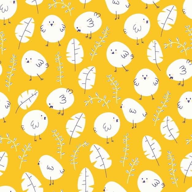 小鸡无缝平铺图案花纹