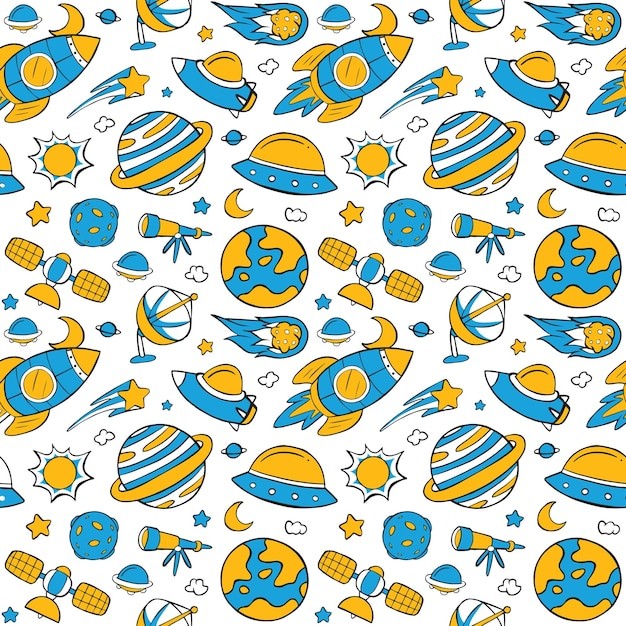 手绘科学教育创意无缝平铺图案花纹