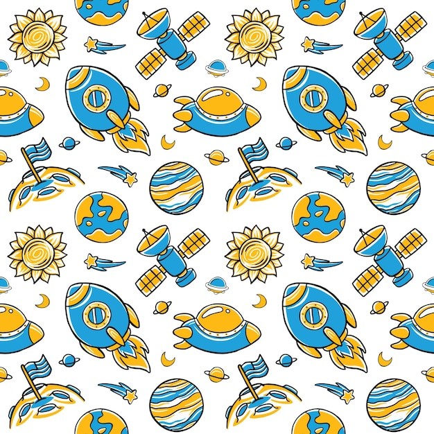 手绘科学教育创意无缝平铺图案花纹