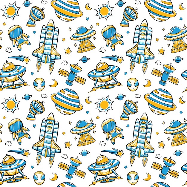 手绘科学教育创意无缝平铺图案花纹