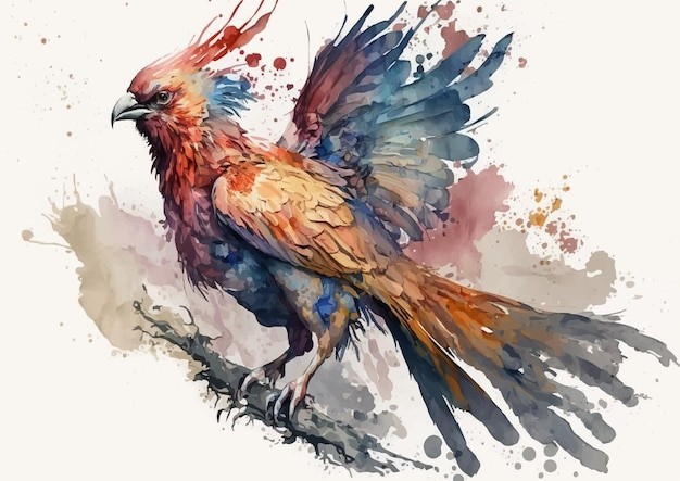 水彩风格鸟类艺术插画