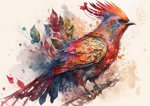 水彩风格鸟类艺术插画