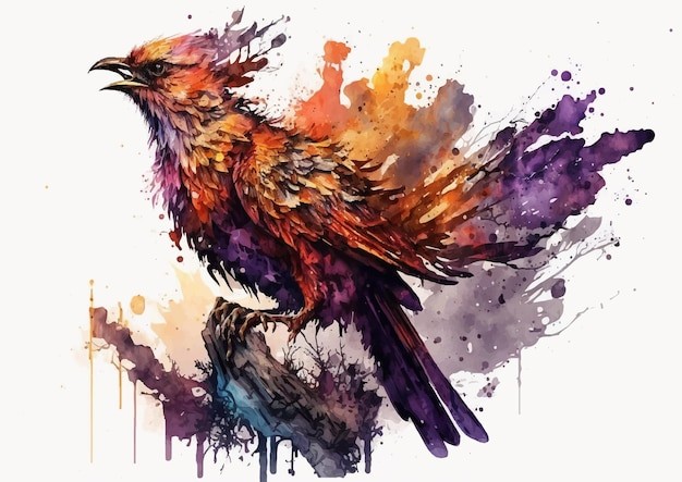 水彩风格鸟类艺术插画