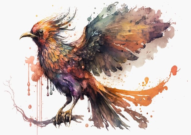 水彩风格鸟类艺术插画