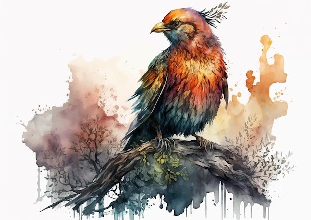 水彩风格鸟类艺术插画