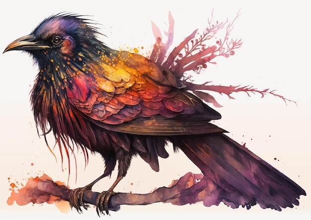 水彩风格鸟类艺术插画